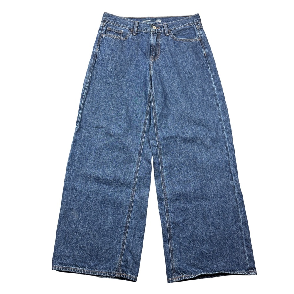 Old Navy Wow Baggy Wide Leg Jeans Womens 6 Blue Medium Wash Mid Rise Denim